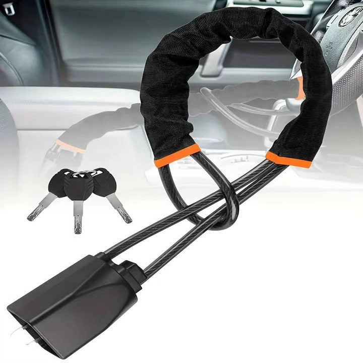 Universal Heavy-Duty Steering Wheel Lock with Anti-Theft Double Hook Design
