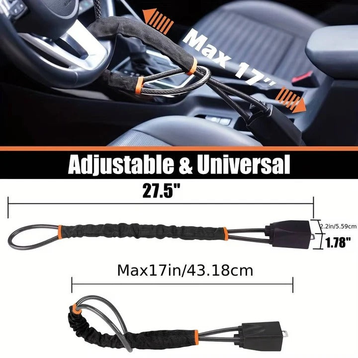 Universal Heavy-Duty Steering Wheel Lock with Anti-Theft Double Hook Design