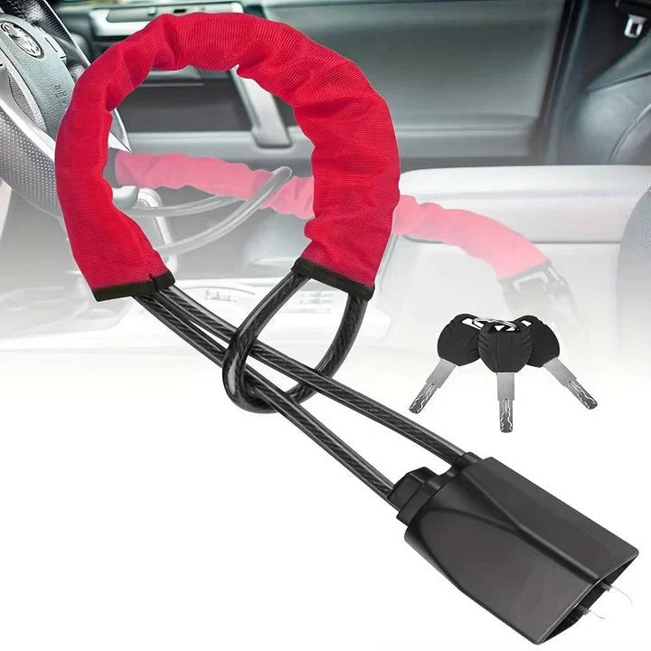 Universal Heavy-Duty Steering Wheel Lock with Anti-Theft Double Hook Design