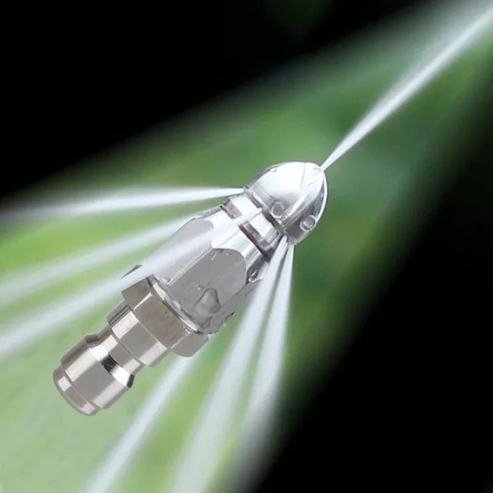 Sewer Jetter Nozzle, Pressure Washer Drain Cleaning Tip, Quarter Inch Quick Connect, Stainless Steel