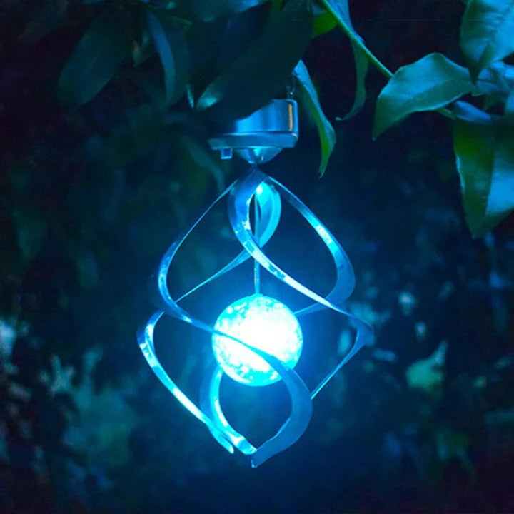 LED Lamp with Solar Wind Chime Spinner Design
