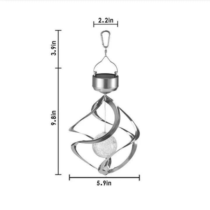 LED Lamp with Solar Wind Chime Spinner Design