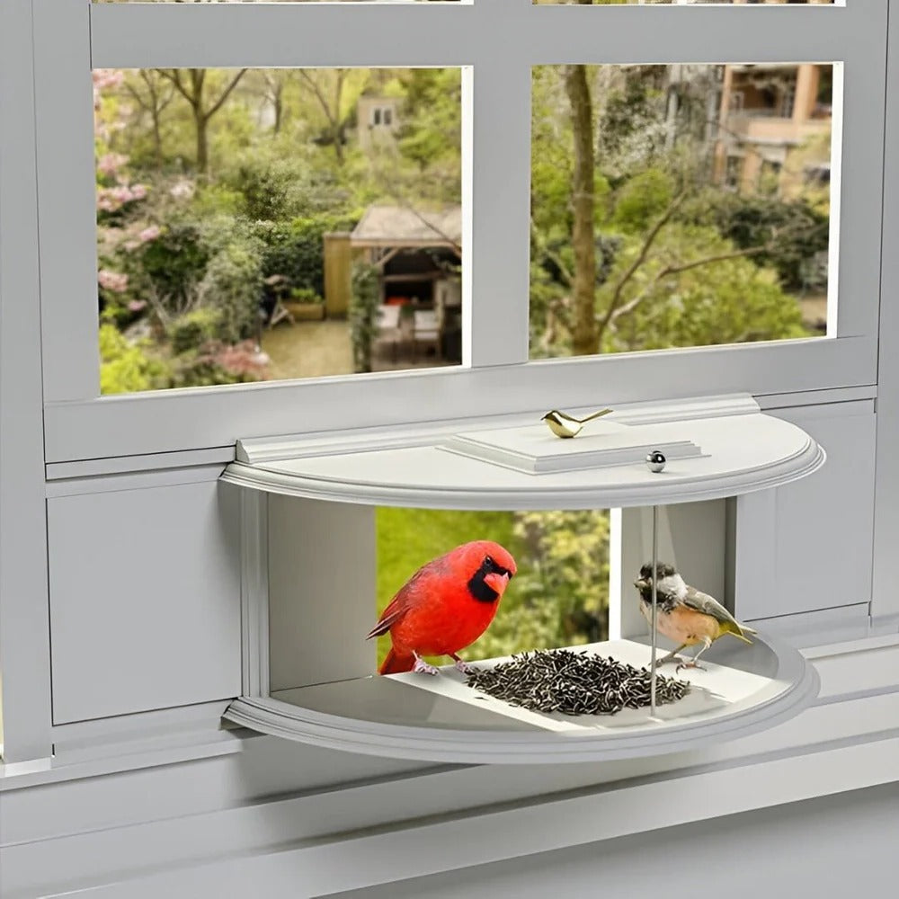 Panoramic View Window Bird Feeder with Wide Angle Visibility