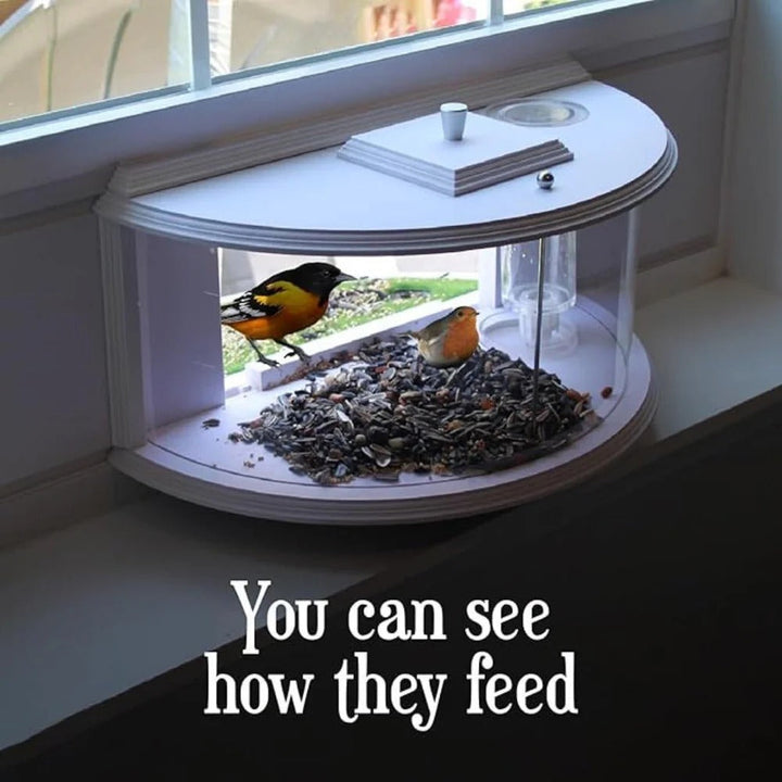 Panoramic View Window Bird Feeder with Wide Angle Visibility