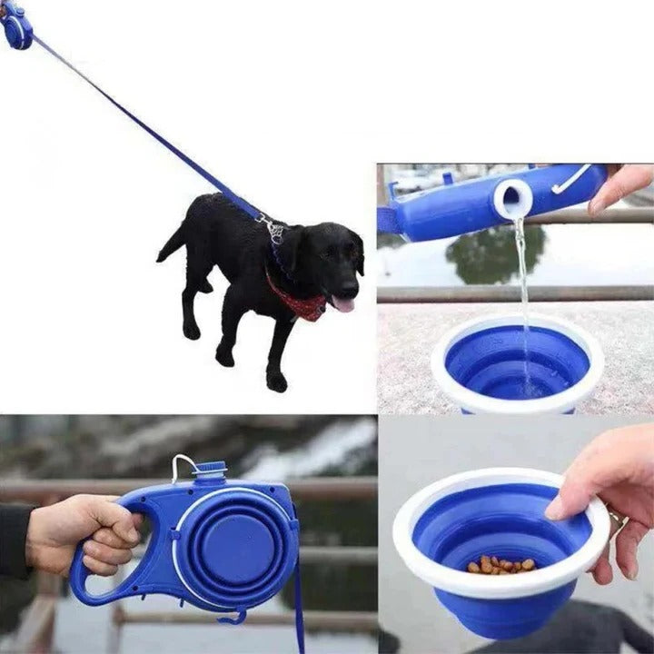 4-in-1 Multifunctional Dog Leash with Water Bottle and Bowl