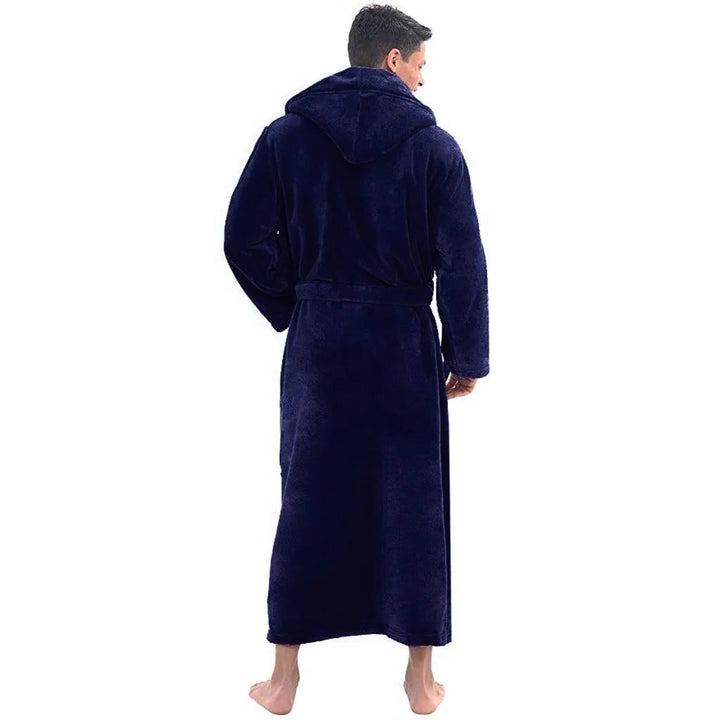 Plush Fleece Mens Bathrobe with Hood and Pockets