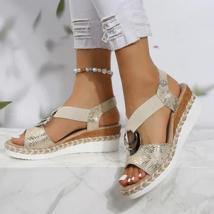 Womens Arch Support Wedge Sandals with Breathable Orthopedic Design