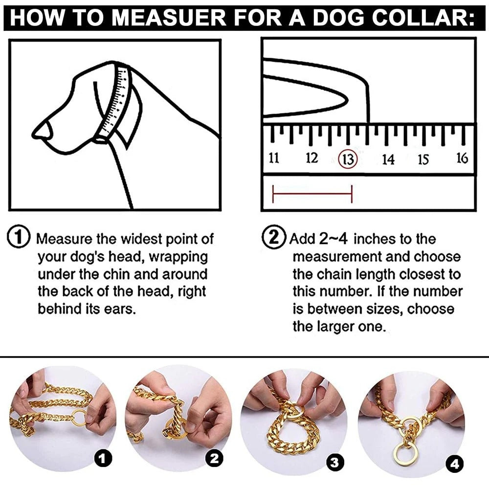 Adjustable Stainless Steel Chain Collar for Dogs