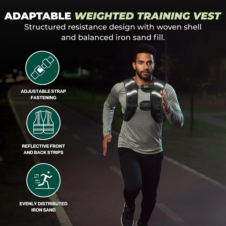 Breathable Weighted Exercise Vest with Reflective Strips for Endurance and Strength Training