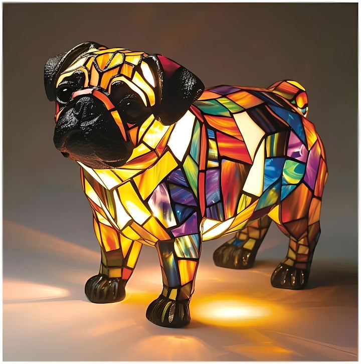 Vintage Stained Glass Bedside Lamp with Art Deco Design