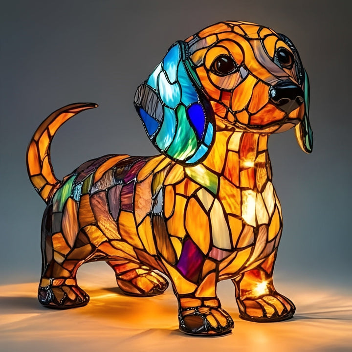 Vintage Stained Glass Bedside Lamp with Art Deco Design
