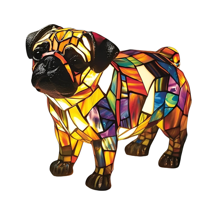 Vintage Stained Glass Bedside Lamp with Art Deco Design