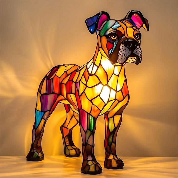 Vintage Stained Glass Bedside Lamp with Art Deco Design