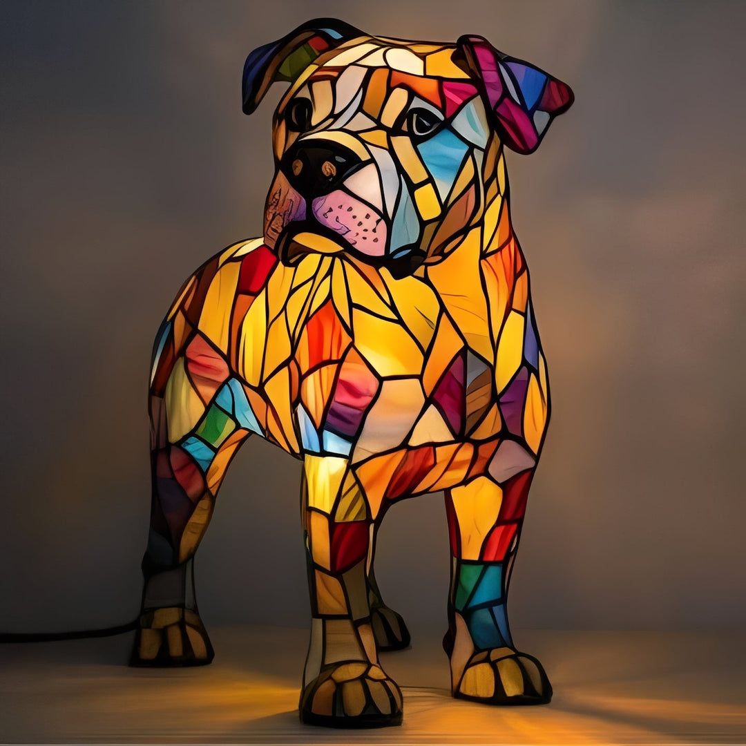 Vintage Stained Glass Bedside Lamp with Art Deco Design