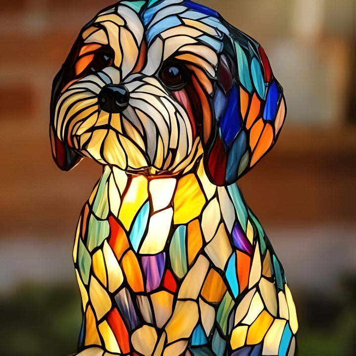 Vintage Stained Glass Bedside Lamp with Art Deco Design