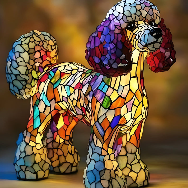 Vintage Stained Glass Bedside Lamp with Art Deco Design