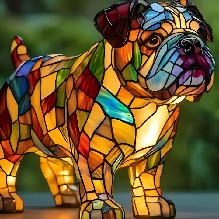 Vintage Stained Glass Bedside Lamp with Art Deco Design