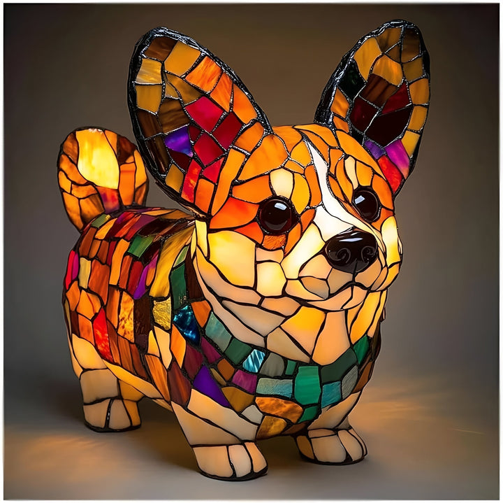 Vintage Stained Glass Bedside Lamp with Art Deco Design