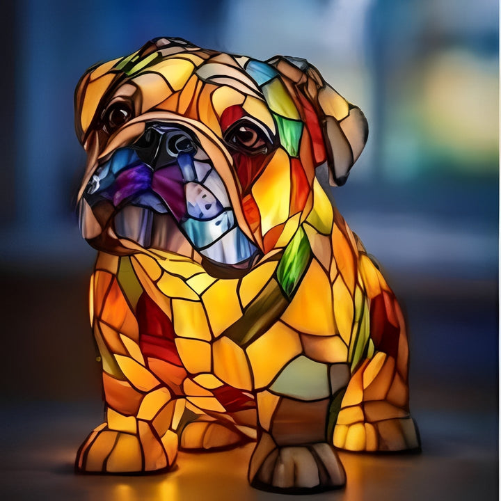 Vintage Stained Glass Bedside Lamp with Art Deco Design