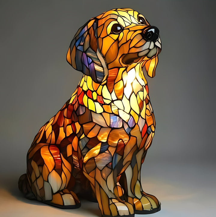 Vintage Stained Glass Bedside Lamp with Art Deco Design