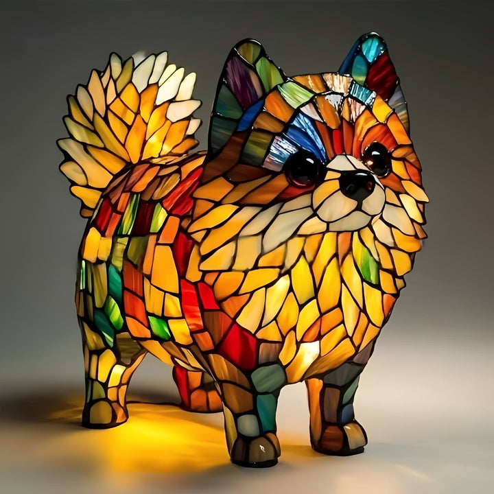 Vintage Stained Glass Bedside Lamp with Art Deco Design