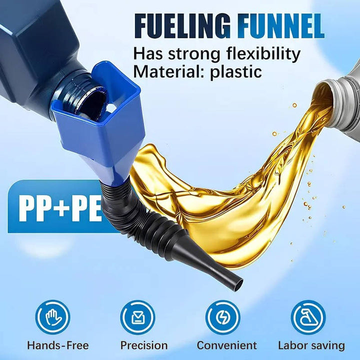 Hands Free Wide Mouth Oil Funnel, Spill Free Fuel Funnel with Flexible Extended Hose for Cars, Trucks and Motorcycles