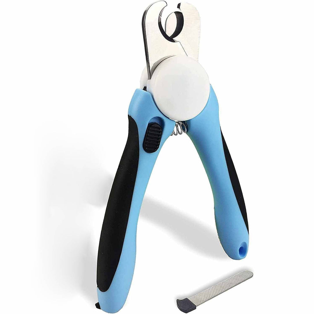 Pet Nail Clippers for Dogs and Cats – Stainless Steel Blades with Safety Guard, Non-Slip Handle and Built-In Nail File