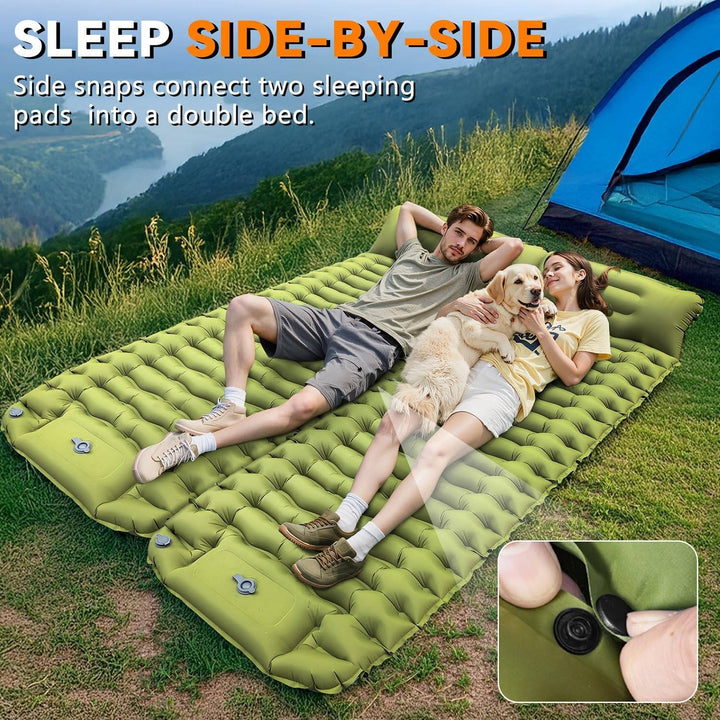 Ultralight Inflatable Sleeping Pad for Camping with Pillow Built in