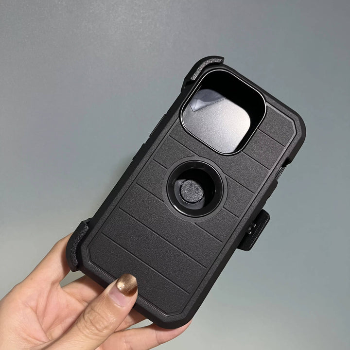 Shockproof Defender Case for iPhone 15 16 17 Pro Max, Heavy Duty 4 Layer Phone Case with Holster Kickstand