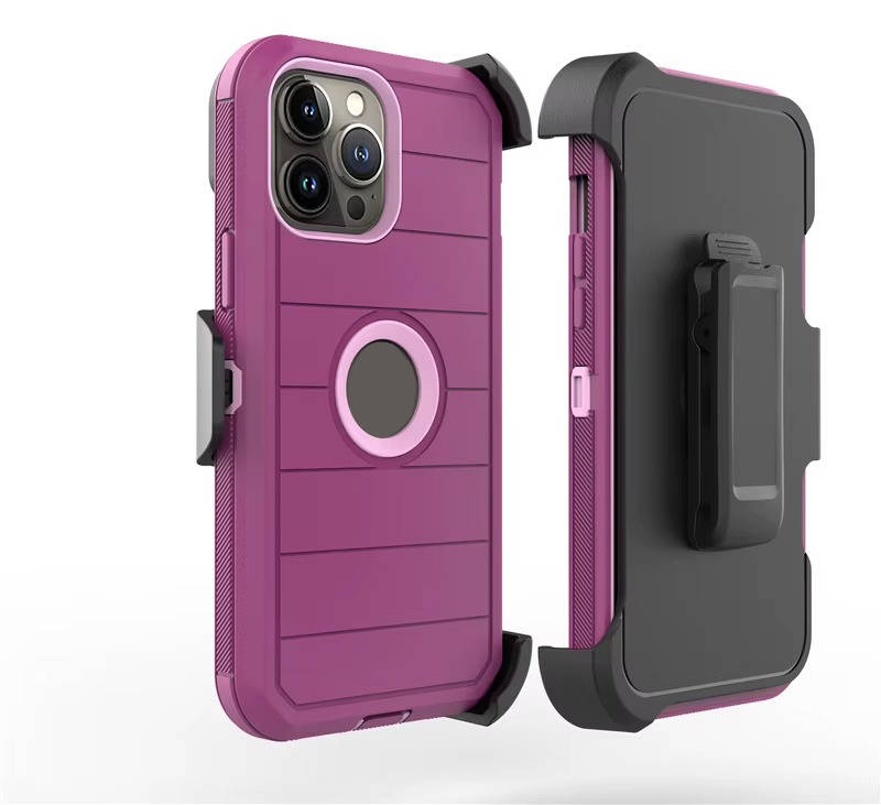 Shockproof Defender Case for iPhone 15 16 17 Pro Max, Heavy Duty 4 Layer Phone Case with Holster Kickstand