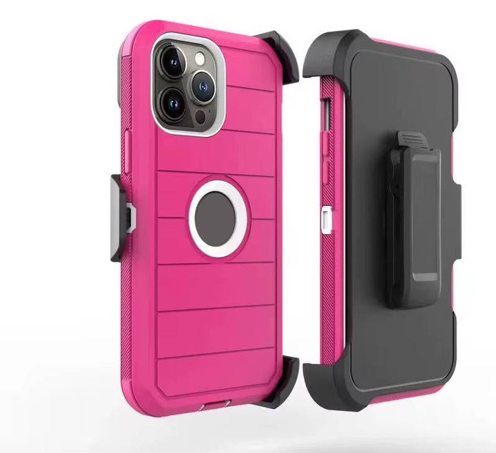 Shockproof Defender Case for iPhone 15 16 17 Pro Max, Heavy Duty 4 Layer Phone Case with Holster Kickstand