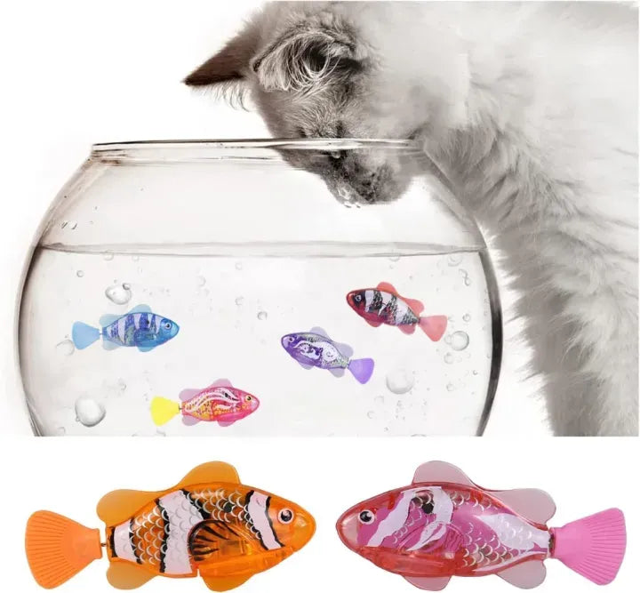 Motion Activated Swimming Fish Cat Toy with Light-Up Lights and Motor Action