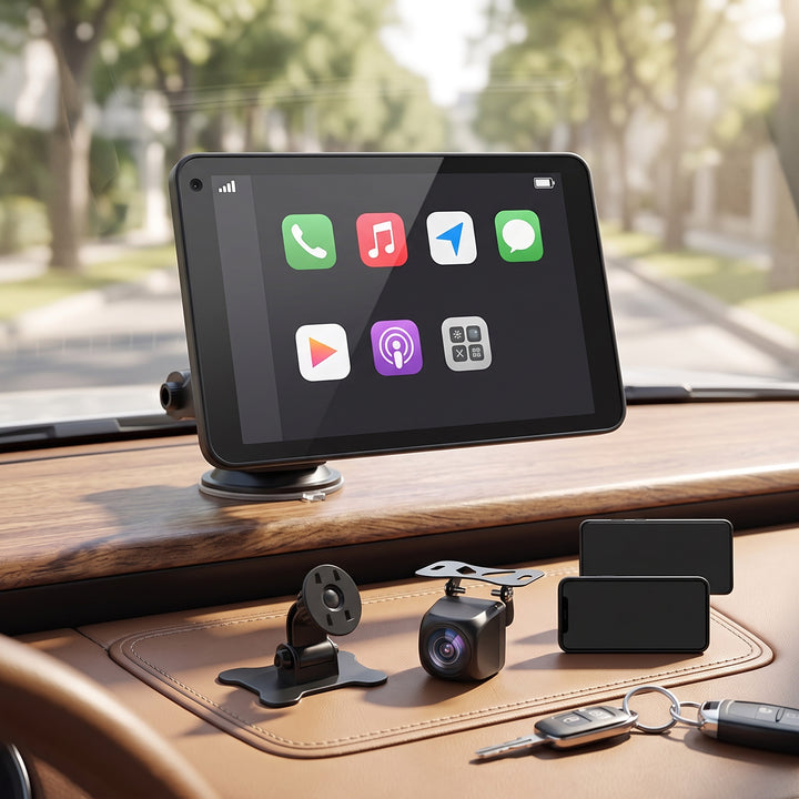 Wireless Car Display with Backup Camera and Voice Control for Navigation