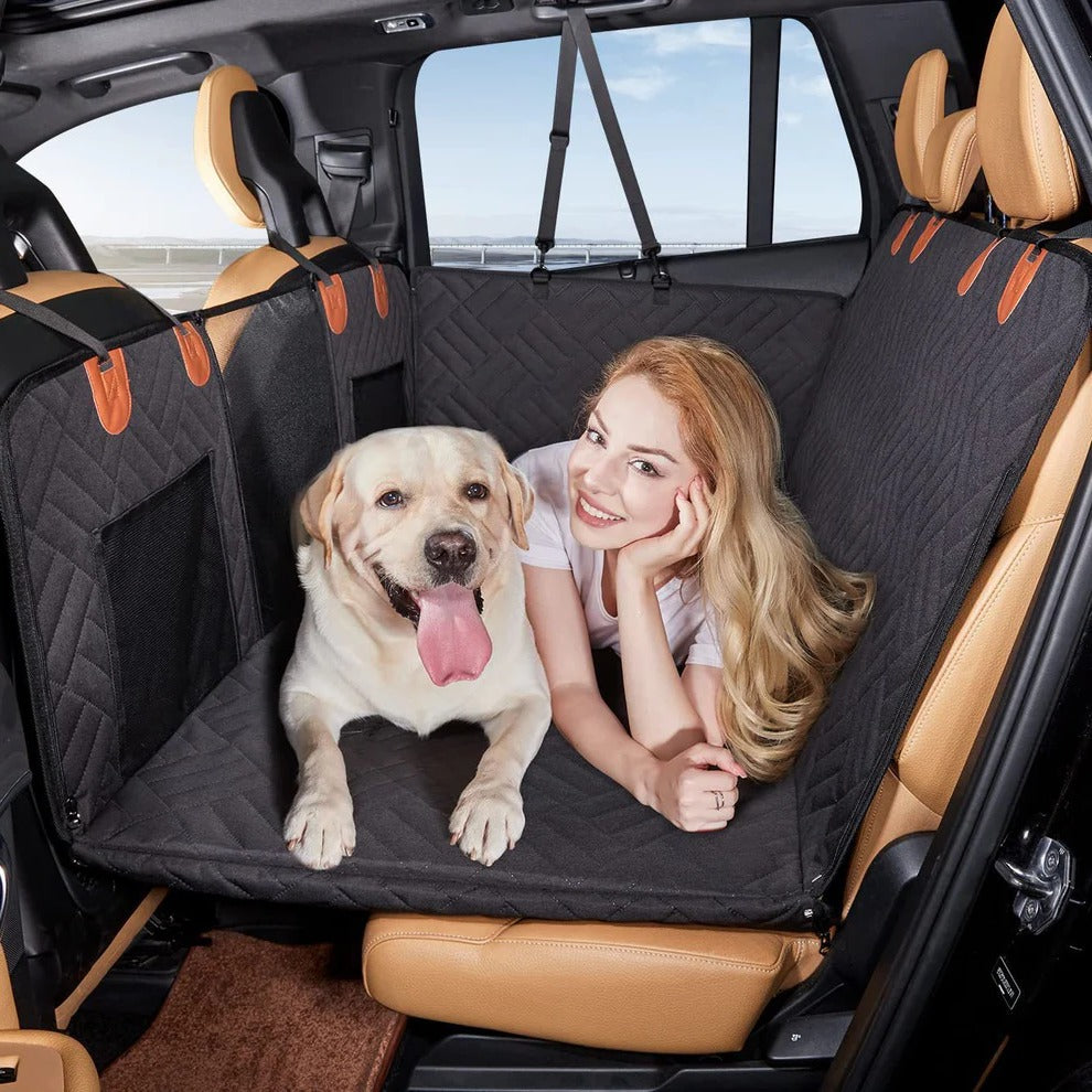 Pet Car Seat Bridge with Rigid Support Base and Headrest Straps