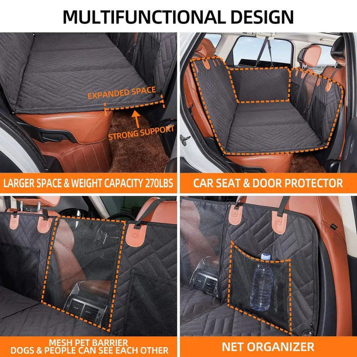 Pet Car Seat Bridge with Rigid Support Base and Headrest Straps