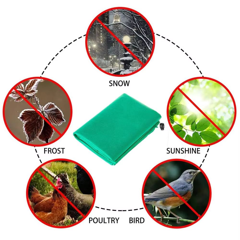 Breathable Plant Frost Cover with Zipper and Drawstring Closure