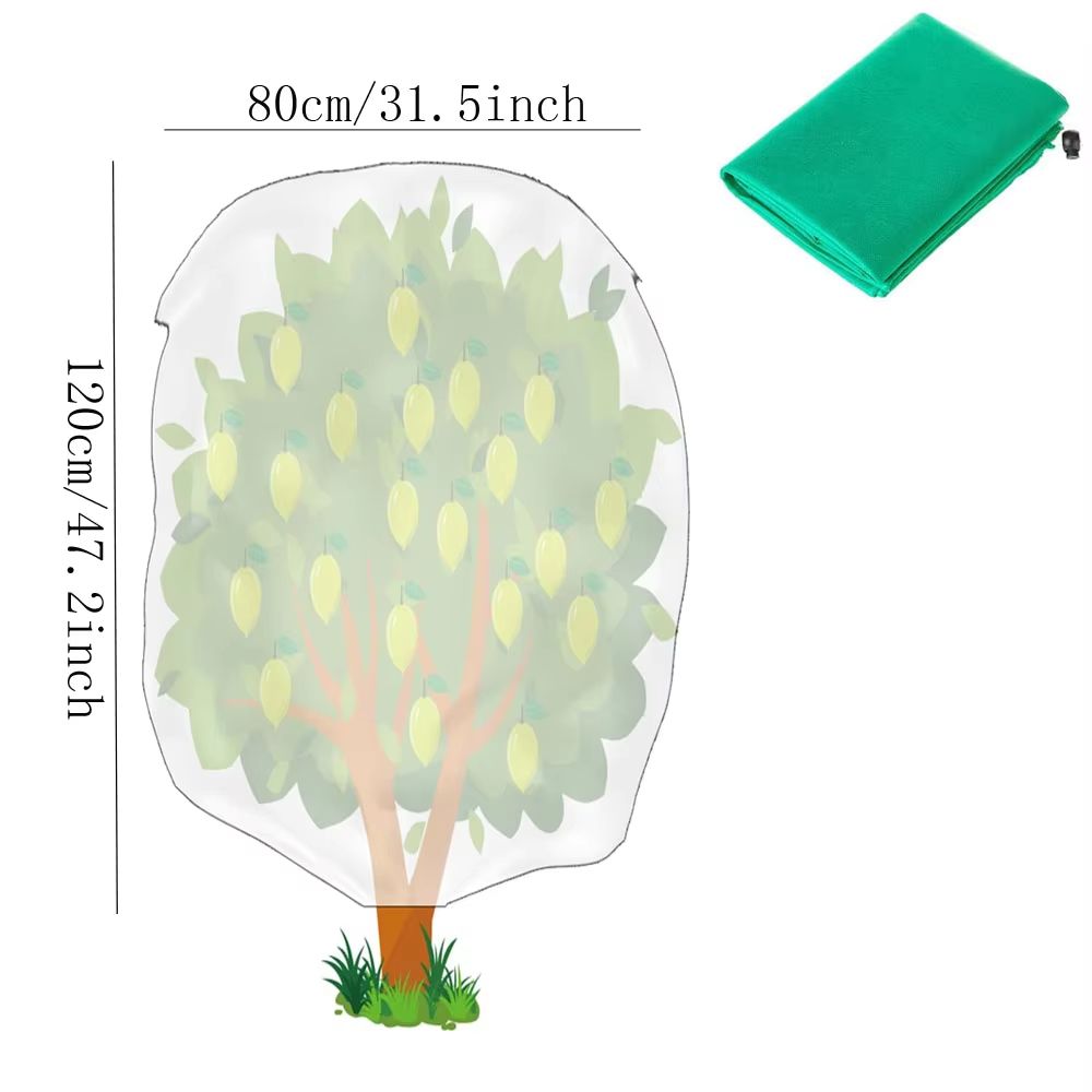 Breathable Plant Frost Cover with Zipper and Drawstring Closure