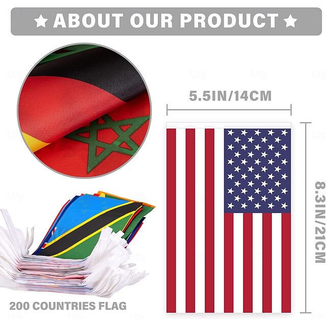 184ft International String Flag Banner with 200 Countries for Sports Events and Classroom Decoration