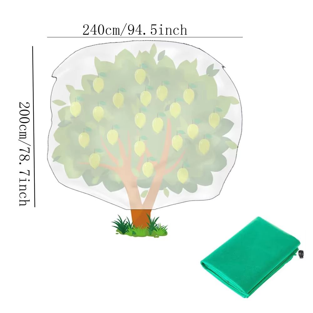 Breathable Plant Frost Cover with Zipper and Drawstring Closure