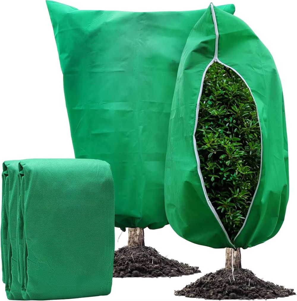 Breathable Plant Frost Cover with Zipper and Drawstring Closure