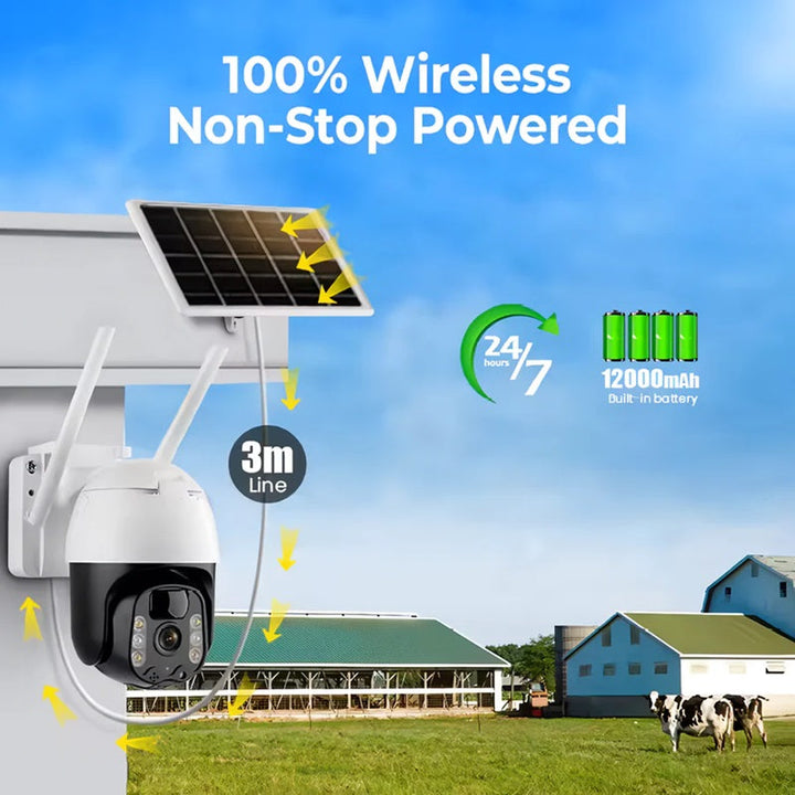 2K Solar-Powered WIFI PTZ Camera with Auto-Tracking and Night Vision