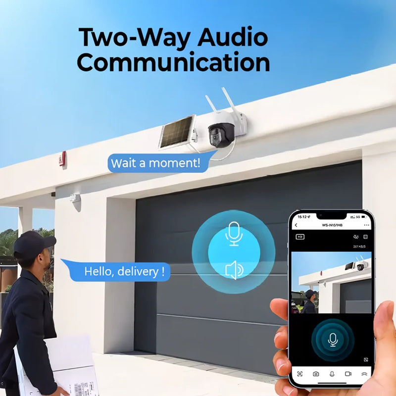 2K Solar-Powered WIFI PTZ Camera with Auto-Tracking and Night Vision