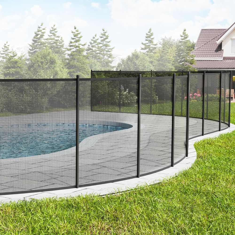 Pool Safety Fence with Teslin PVC Mesh and Rust Resistant Poles for Inground Pools