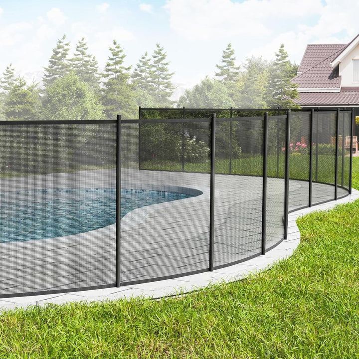 Pool Safety Fence with Teslin PVC Mesh and Rust Resistant Poles for Inground Pools