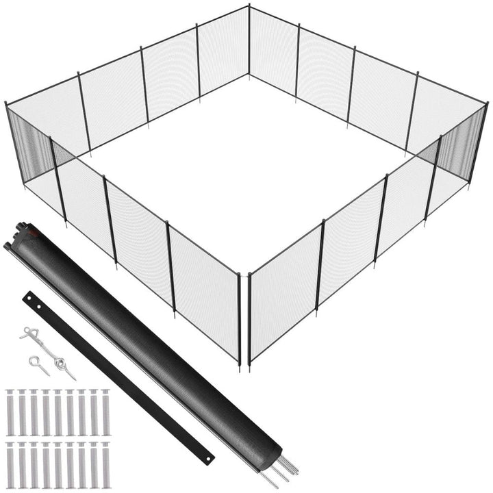 Pool Safety Fence with Teslin PVC Mesh and Rust Resistant Poles for Inground Pools