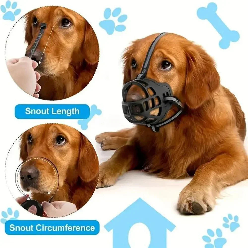 Breathable Mesh Dog Muzzle with Adjustable Straps, 6 Sizes for 10-130lb Dogs