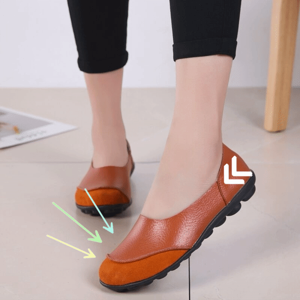 Slip-On Leather Moccasins with Wide Round Toe Box and Suede Lining