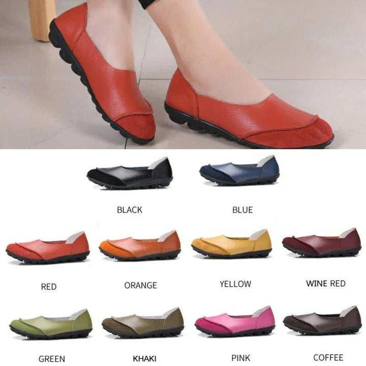 Slip-On Leather Moccasins with Wide Round Toe Box and Suede Lining