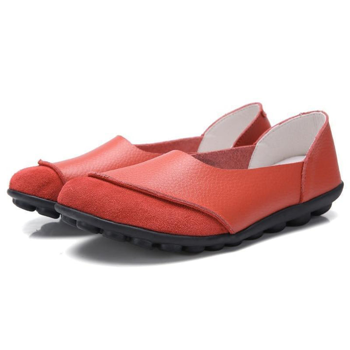 Slip-On Leather Moccasins with Wide Round Toe Box and Suede Lining