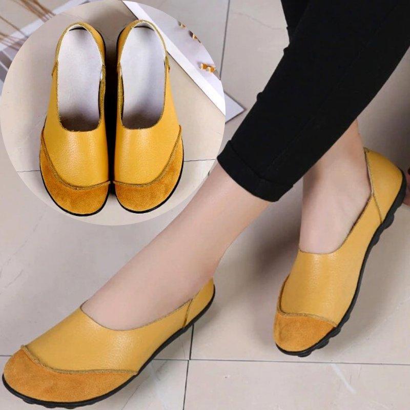 Slip-On Leather Moccasins with Wide Round Toe Box and Suede Lining
